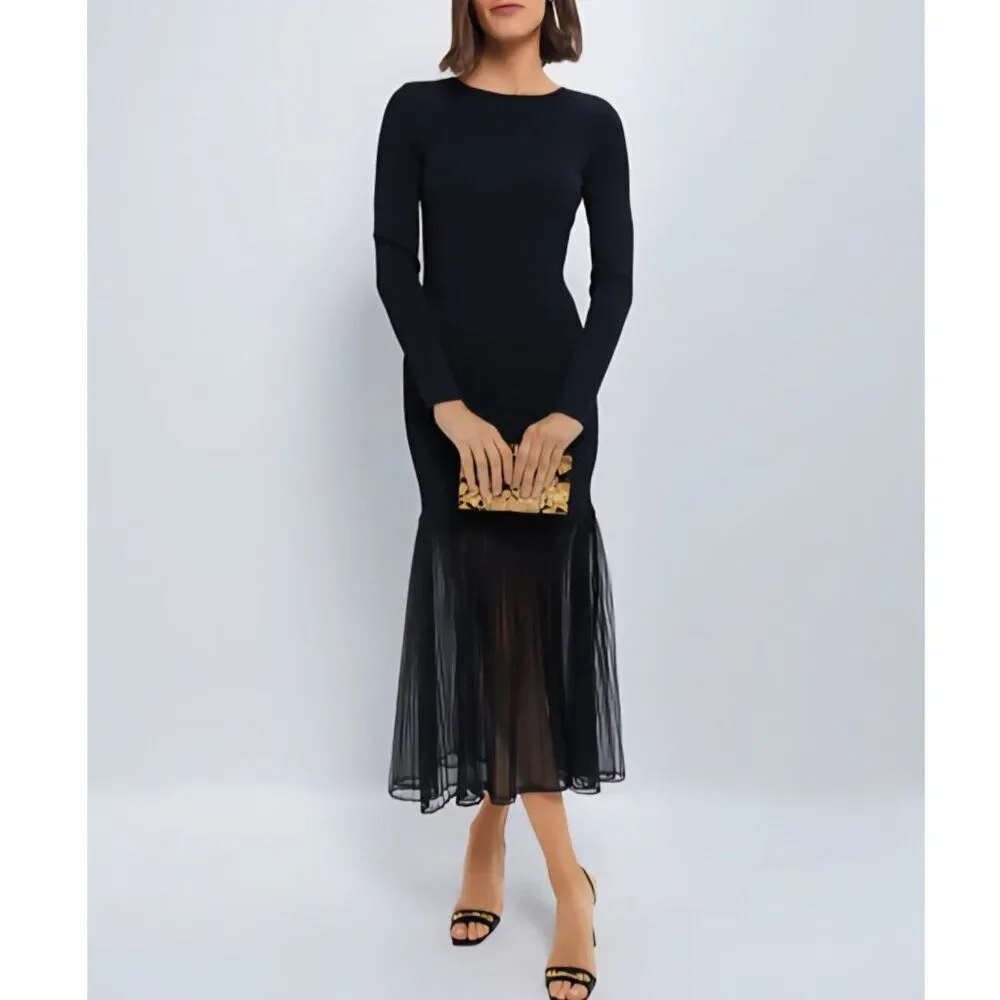 NWT Tuckernuck - M Hyacinth House Black Knit Gwendolyn Maxi Dress - Picture 2 of 9